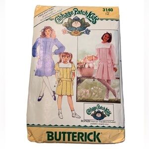 Vintage Butterick Cabbage Patch Kids Girls dress pattern with iron on transfers